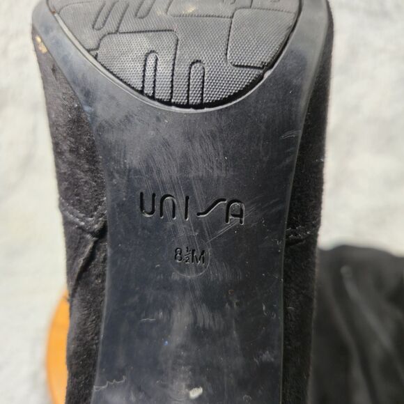 Unisa Womens Size 8.5 Retro Black Over the Knee Faux Suede High Heeled Boots - Picture 8 of 10